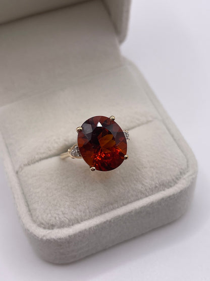 9ct gold citrine and diamond ring