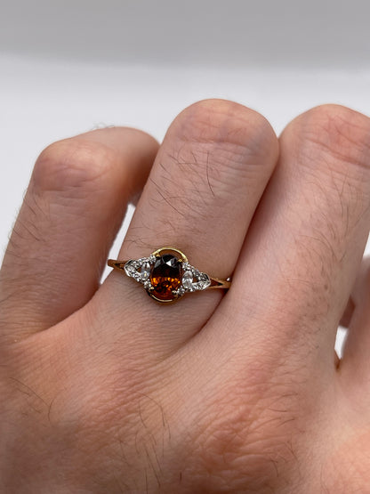 9ct gold citrine and zircon ring