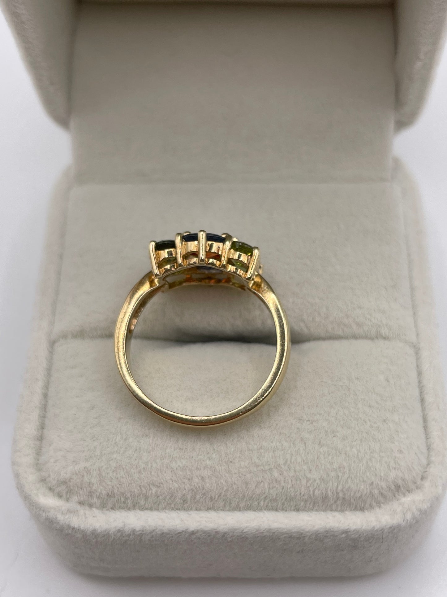 9ct gold multi coloured sapphire and diamond ring