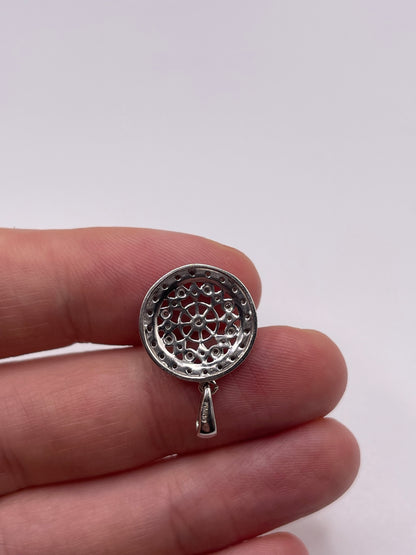 9ct white gold diamond cluster pendant
