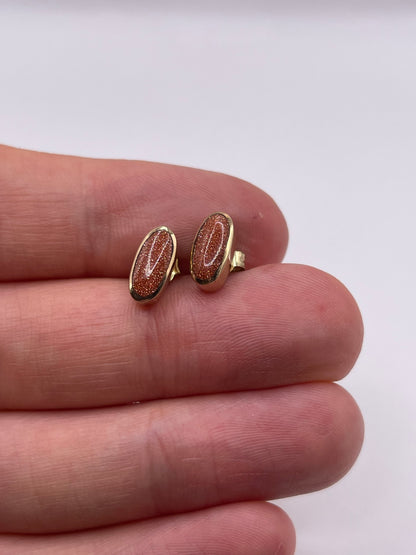 9ct gold goldstone earrings