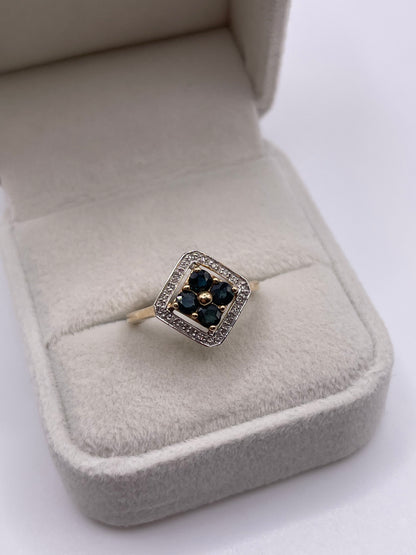 9ct gold sapphire and diamond ring