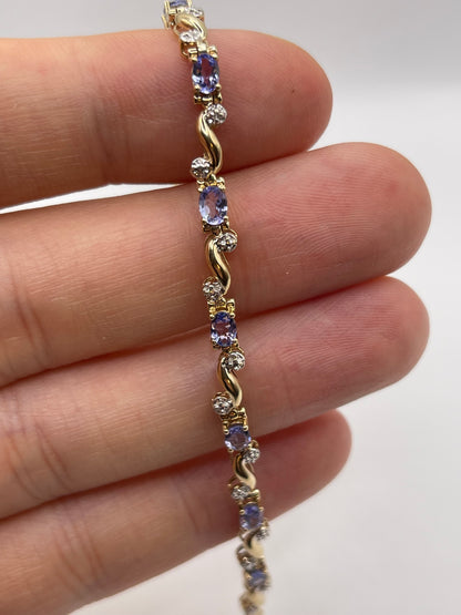 9ct gold tanzanite and diamond bracelet
