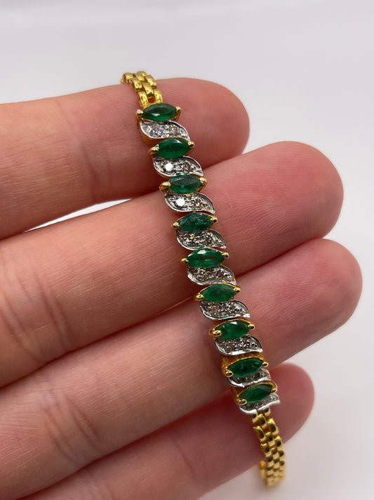 18ct gold emerald and diamond bracelet