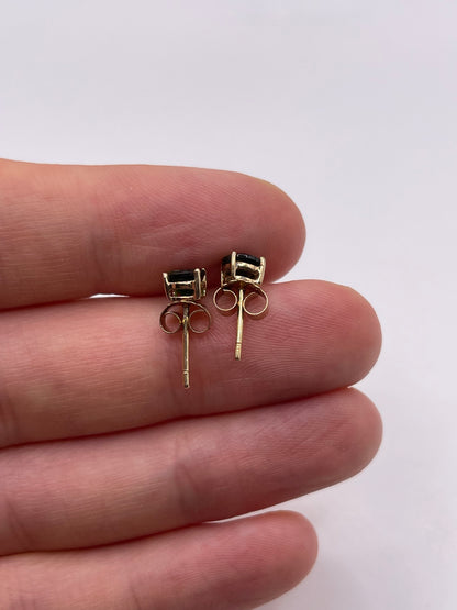 9ct gold diopside and diamond earrings