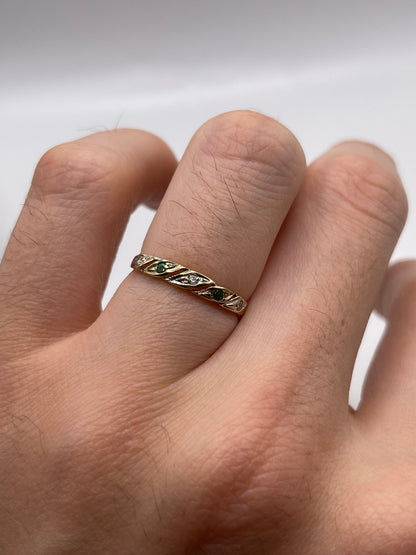 9ct gold emerald and cz ring