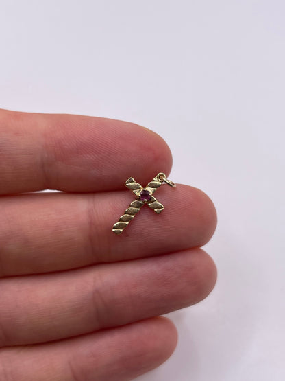 9ct gold ruby cross pendant