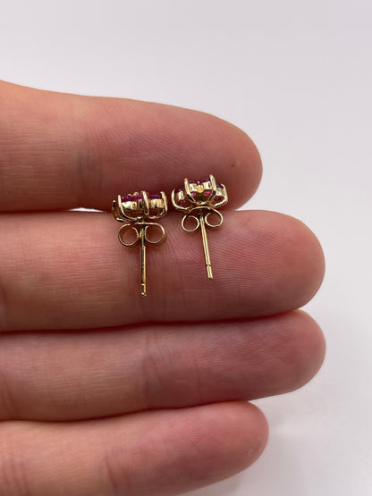 9ct gold ruby and diamond earrings