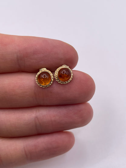 9ct gold amber earrings