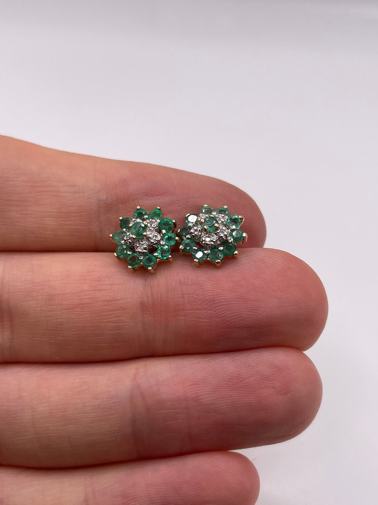 9ct gold emerald and diamond earrings