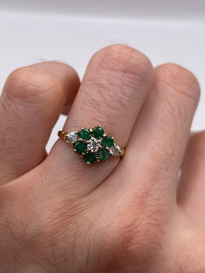 9ct gold emerald and cz ring