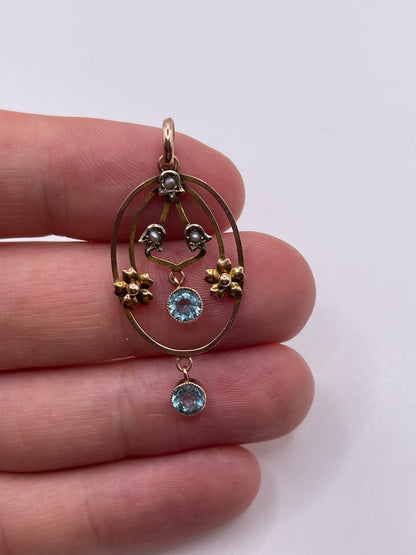 9ct gold paste and pearl pendant