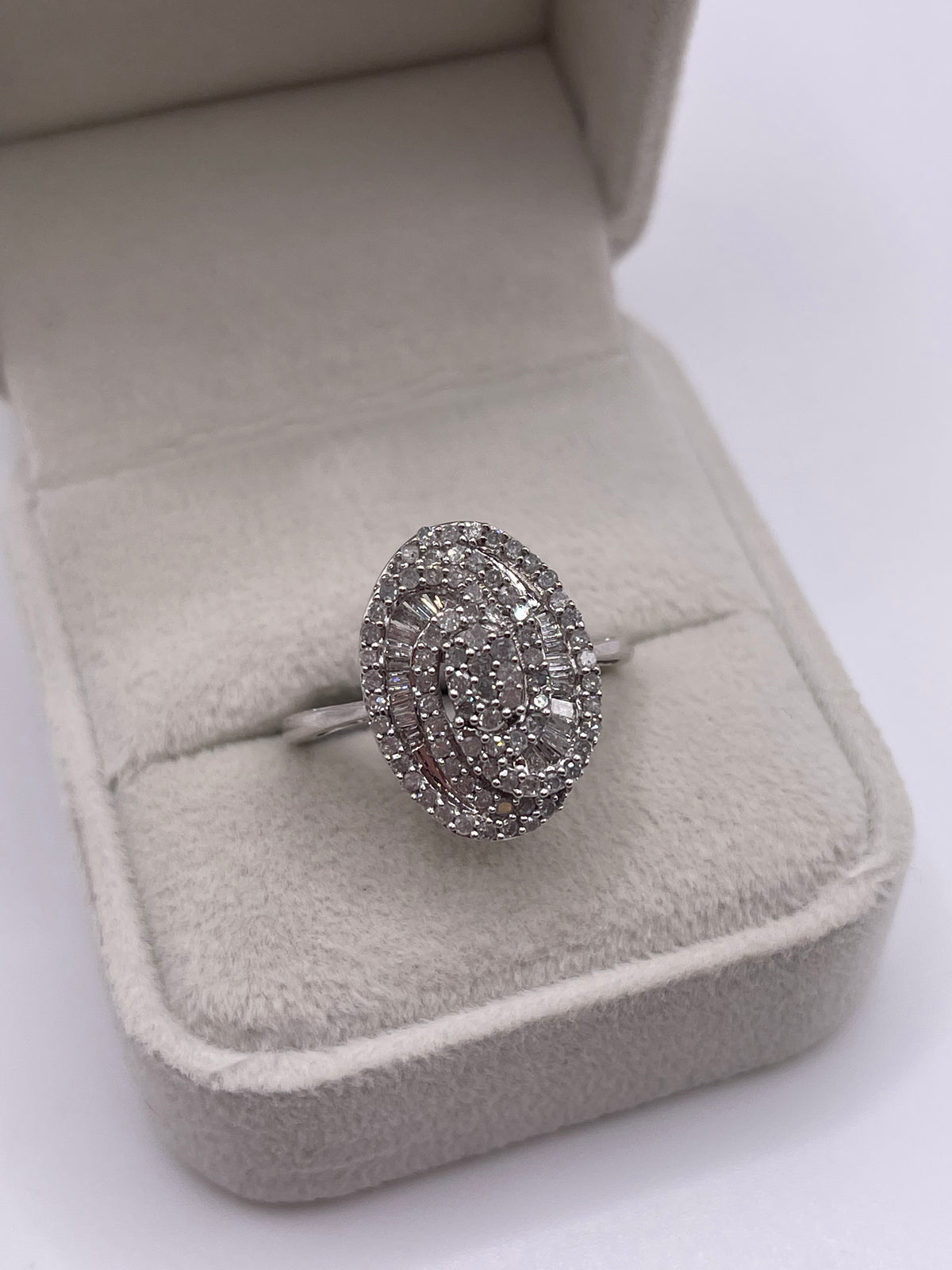 9ct white gold diamond cluster ring