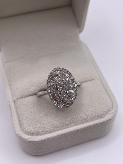 9ct white gold diamond cluster ring
