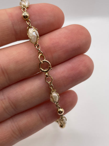 Antique 9ct rose gold pearl bracelet