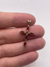 Load image into Gallery viewer, 9ct gold garnet and diamond cross pendant
