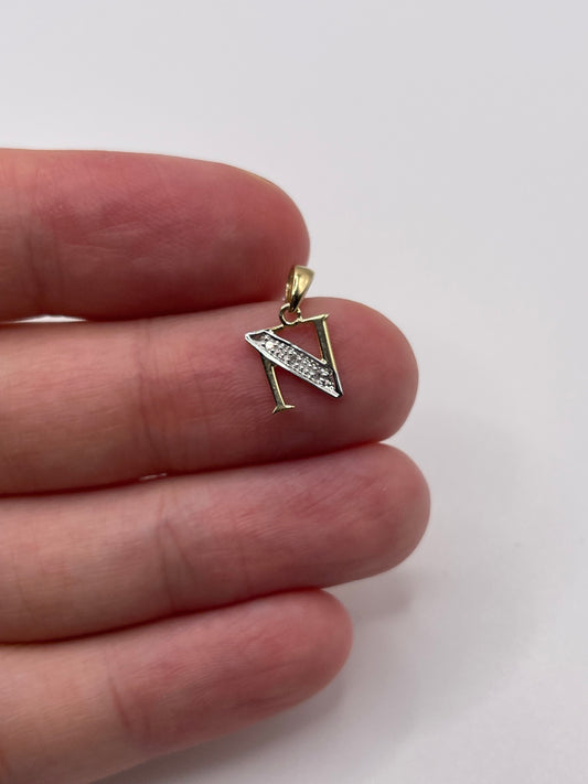 9ct gold diamond initial N pendant