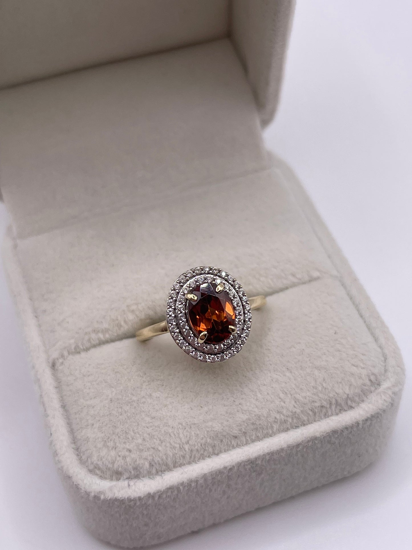 9ct gold tourmaline and zircon ring