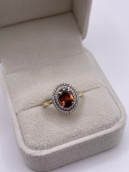 9ct gold tourmaline and zircon ring