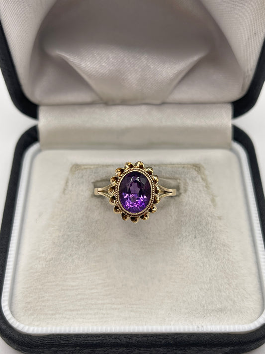 9ct gold amethyst ring