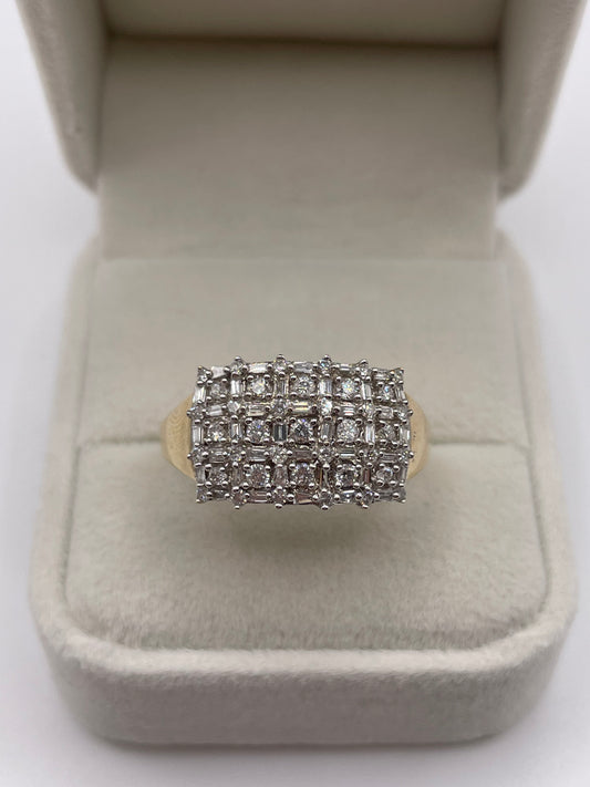 9ct gold diamond cluster ring