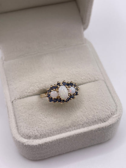 9ct gold sapphire and opal ring