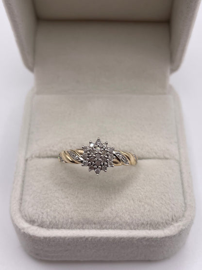 9ct gold diamond cluster ring
