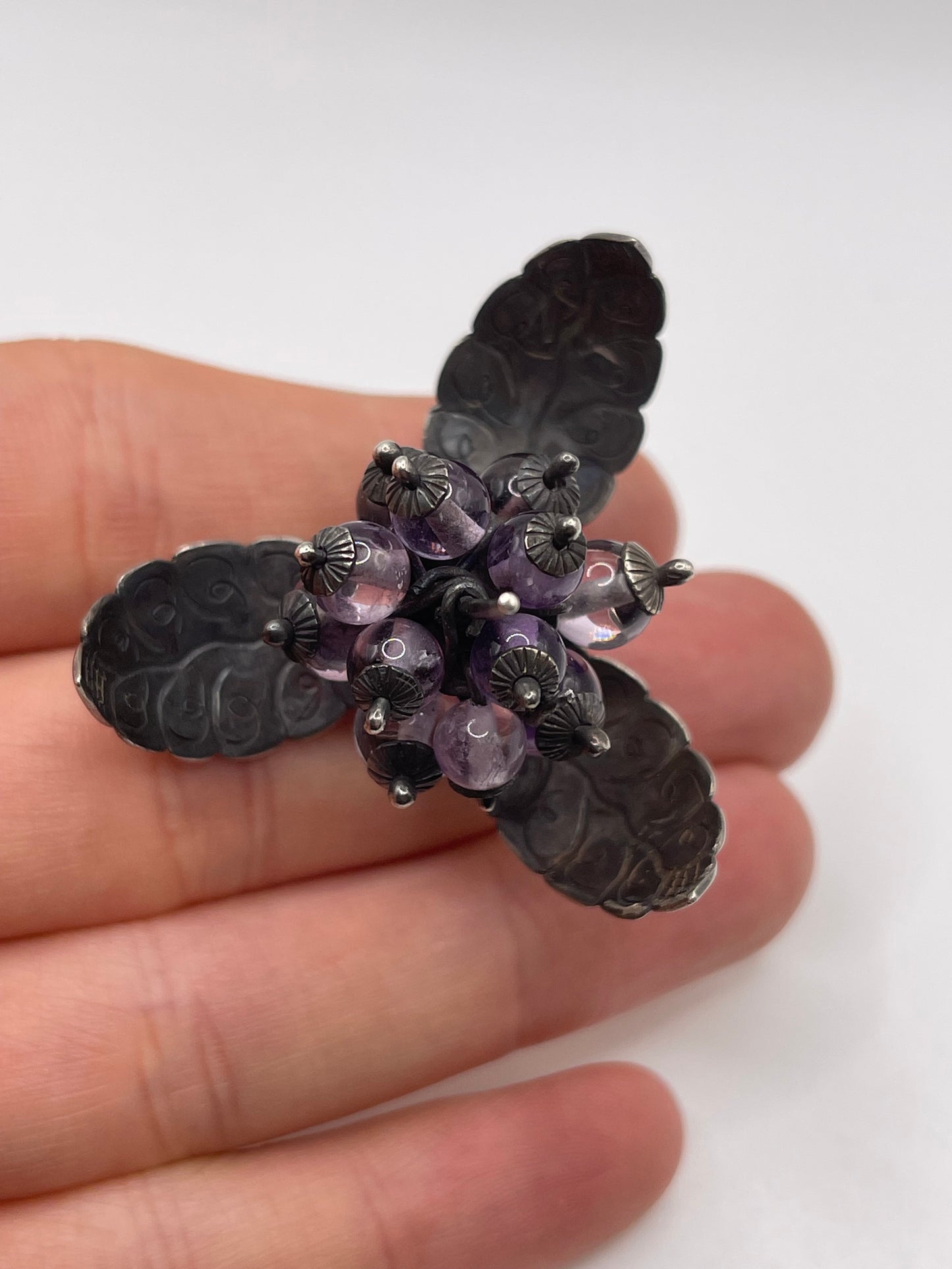 Heavy silver amethyst pendant
