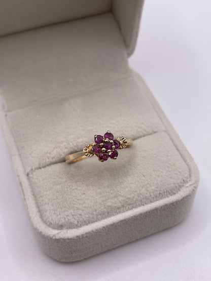9ct gold ruby cluster ring