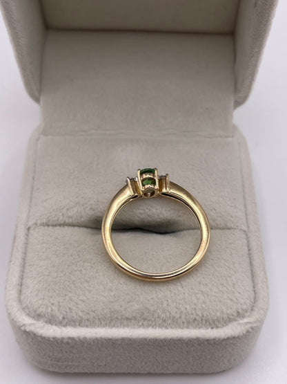 9ct gold tsavorite garnet and diamond ring