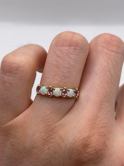 9ct gold opal and pink sapphire ring