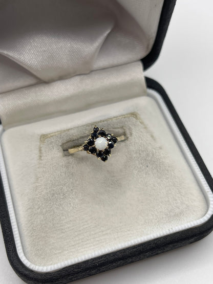 9ct gold opal and sapphire ring