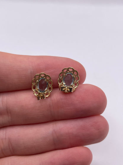 9ct gold blue topaz earrings