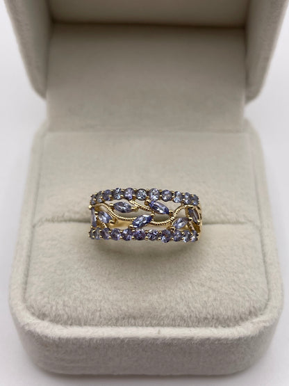 9ct gold tanzanite cluster ring