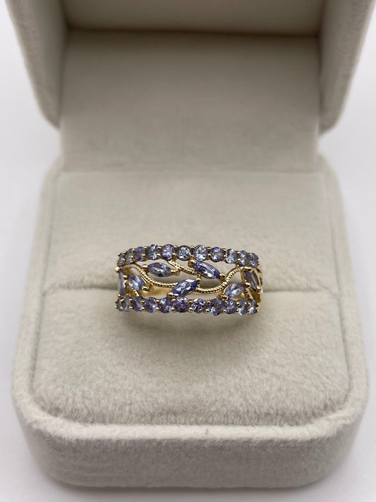 9ct gold tanzanite cluster ring