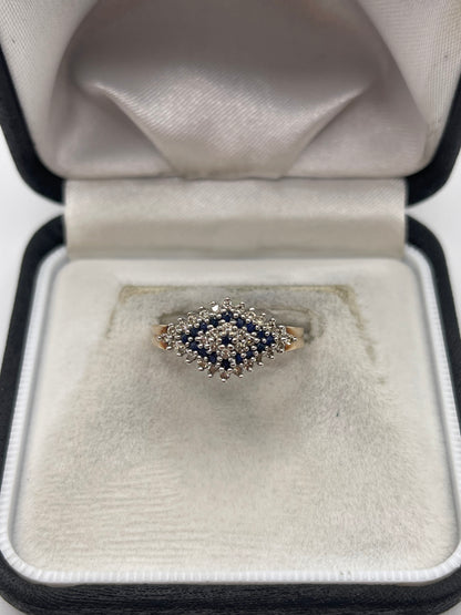 9ct gold sapphire and diamond ring