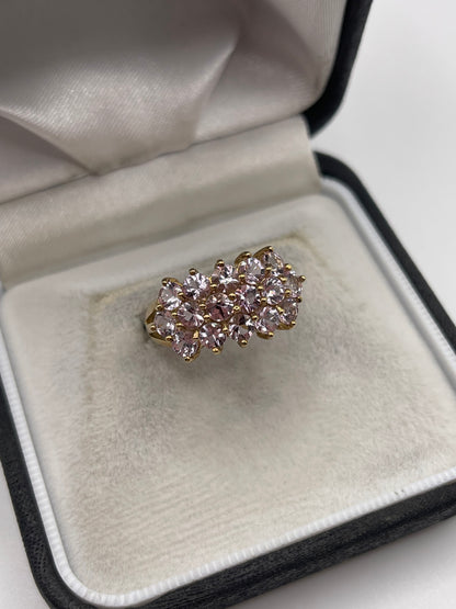9ct gold morganite cluster ring