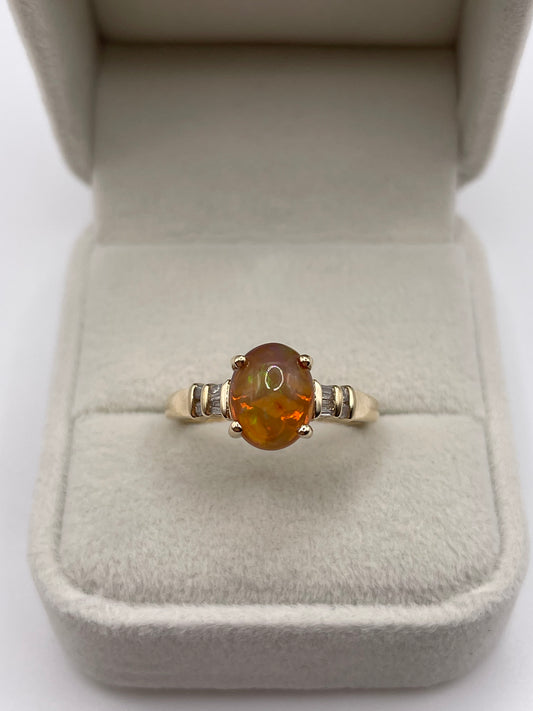9ct gold opal and diamond ring