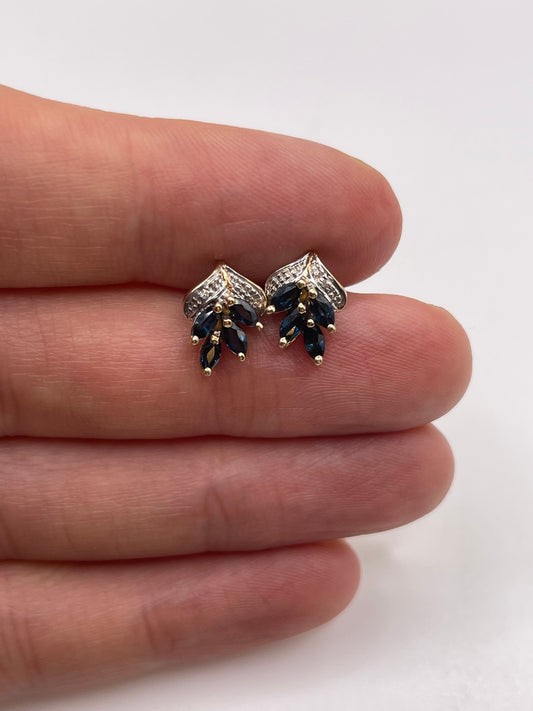 9ct gold sapphire and diamond earrings