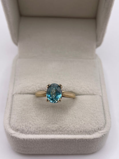 9ct gold blue zircon and diamond ring