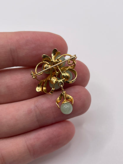 14ct gold jade brooch