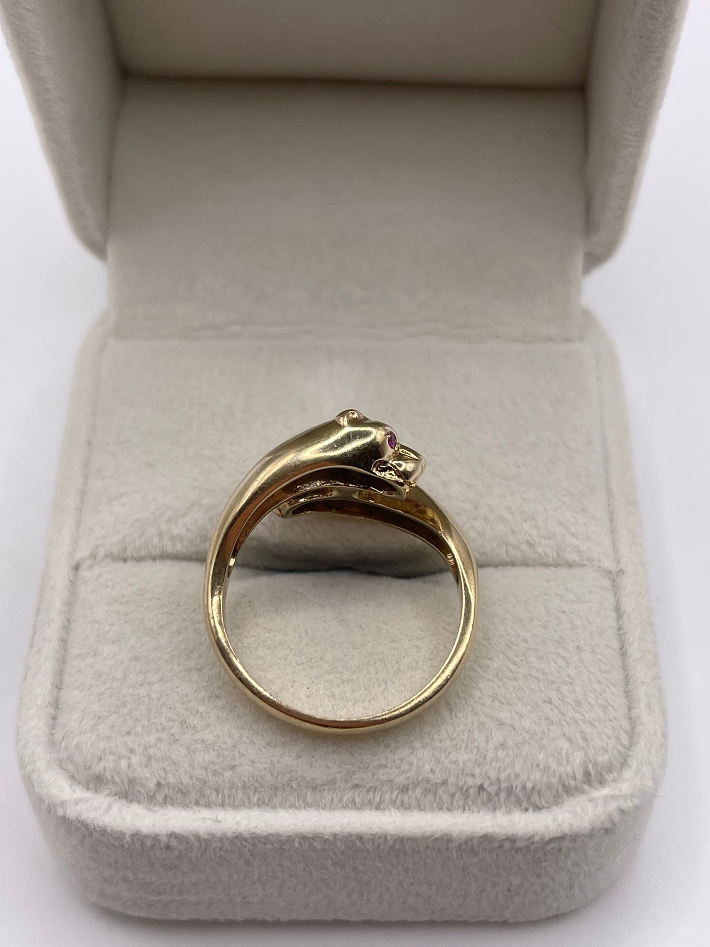 9ct gold ruby double panther ring
