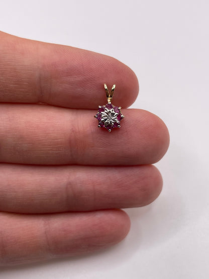 9ct gold ruby and diamond pendant
