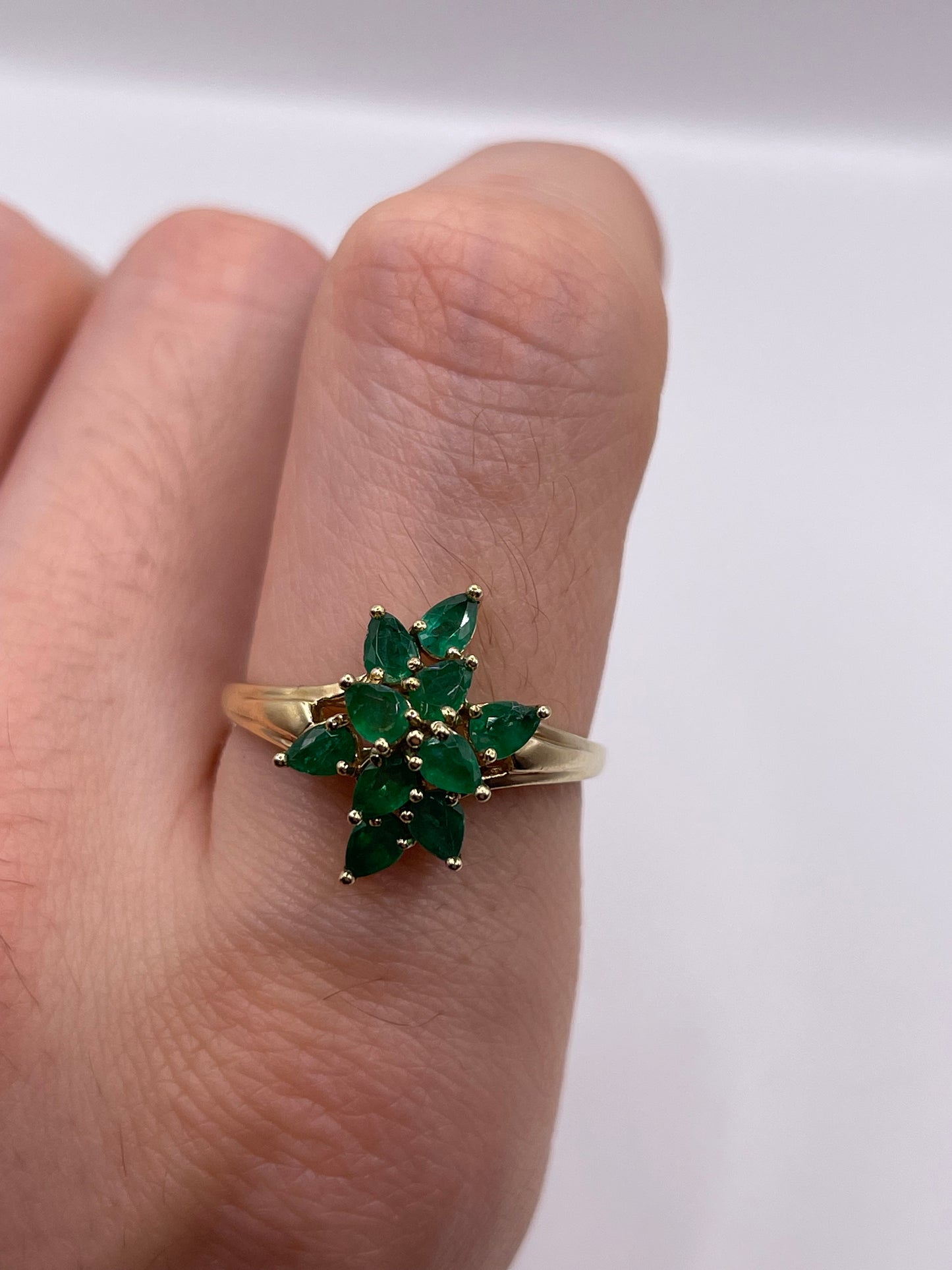 9ct gold emerald cluster ring