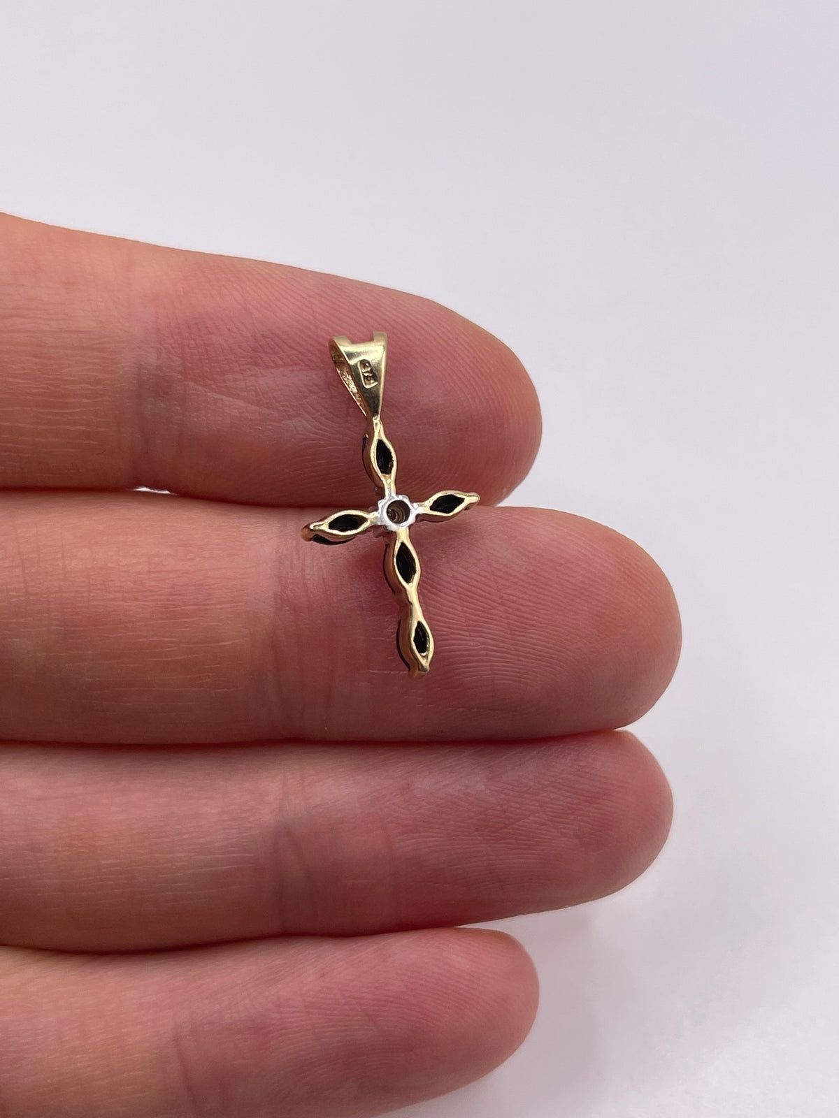 9ct gold sapphire and diamond cross pendant