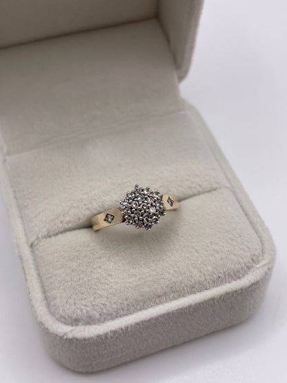 9ct gold diamond cluster ring