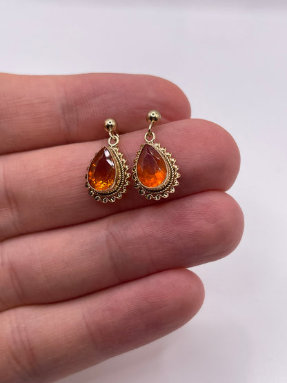 9ct gold fire opal earrings