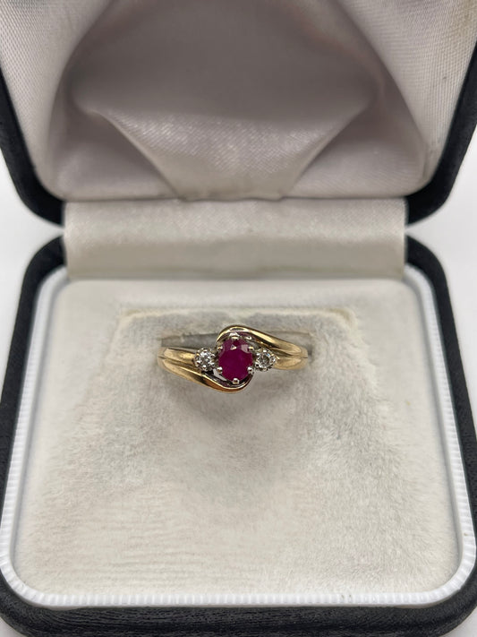 9ct gold ruby and diamond ring
