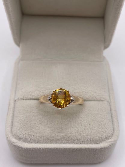 9ct gold citrine and diamond ring