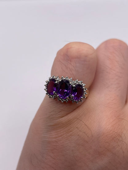 9ct gold amethyst and diamond ring